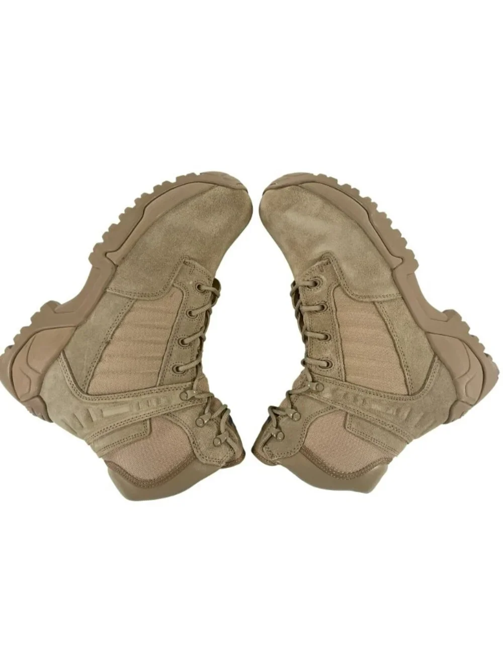 BURUDANI Military Tactical Boots Side Zip Leather Combat Boots Sand Men's Sz 12